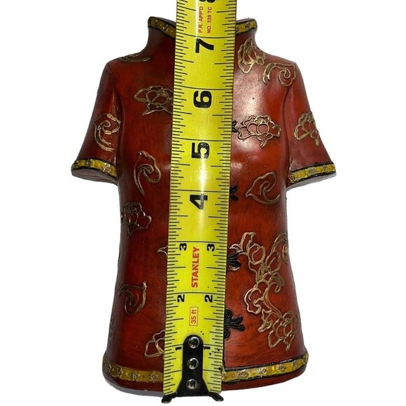 •HBH• Asian Style Shirt Vase, Used Vintage Fun Statement Piece 3.5”X6”, 7.75”h - Picture 16 of 16